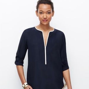 NWT Ann Taylor Navy Silk Tunic